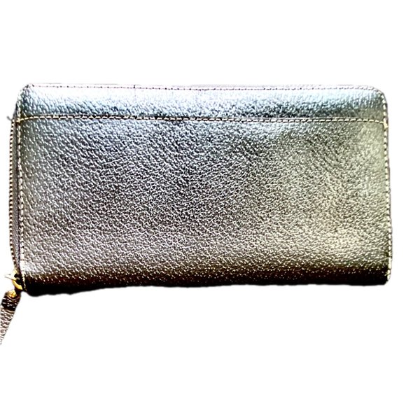 Kate Spade New York Wellesley Neda Long Continentl Saffino Leather Wallet Silver - Picture 2 of 8